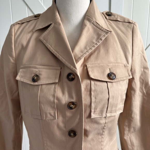 EUC Women's Apostrophe Tan Lightweight Jacket Blazer SZ 4 Petite - Picture 2 of 4
